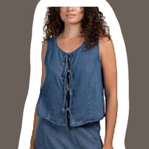 Young Fabulous and Broke Denim Front Tie Vest Top New with Tags Size Medium